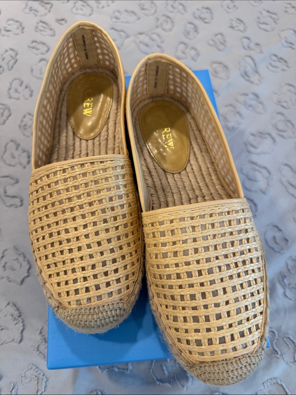 J. Crew Woven Espadrille Flats in Natural Beige